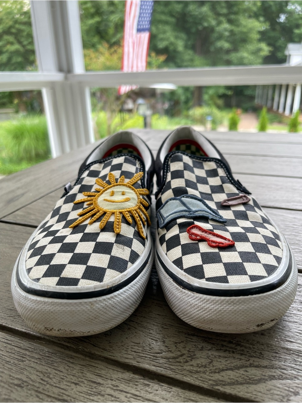 Vans Skateistan Checkerboard Patches Slip On PopCrush Sneakers Mens Size 9 - Picture 2 of 9